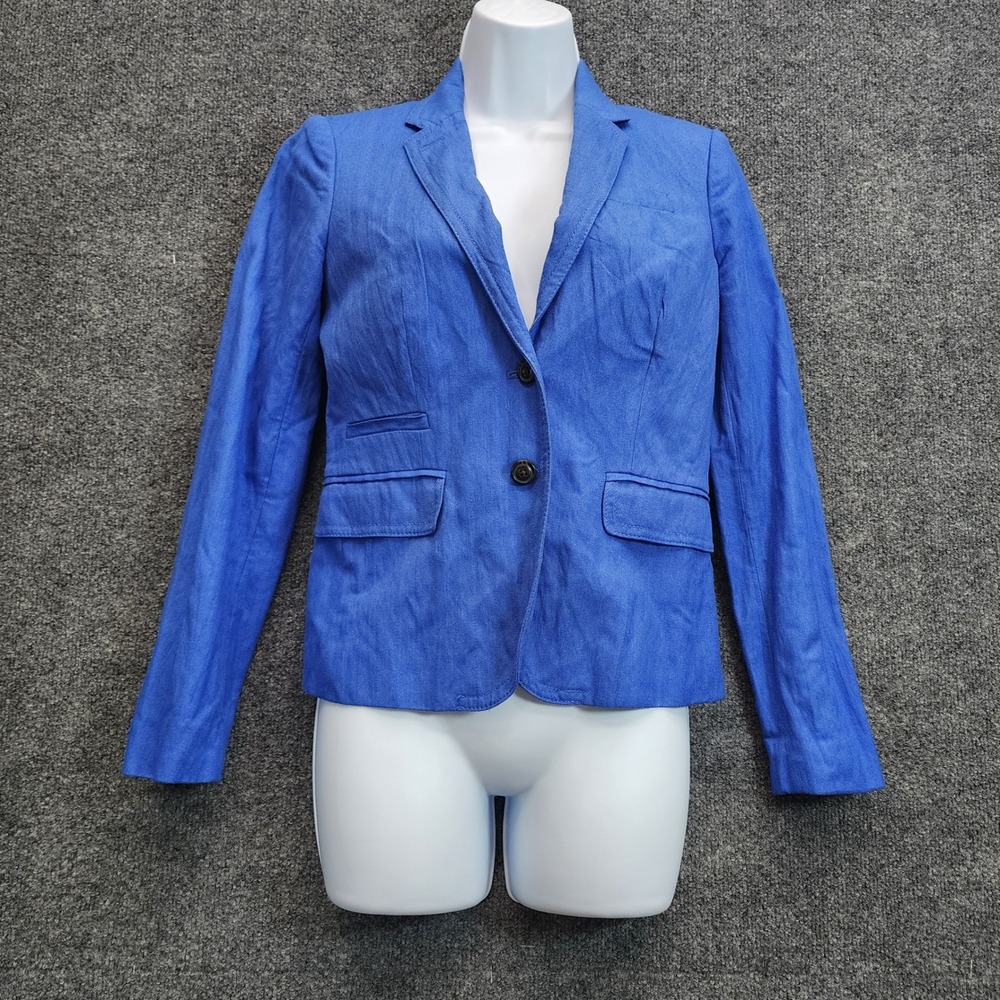 J.Crew Schoolboy Womens Blue Metallic Preppy Academia Career Tailored Blazer 00